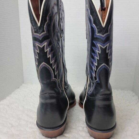 Tony Lama Black and Silver Heeled Boots - Picture 4 of 12